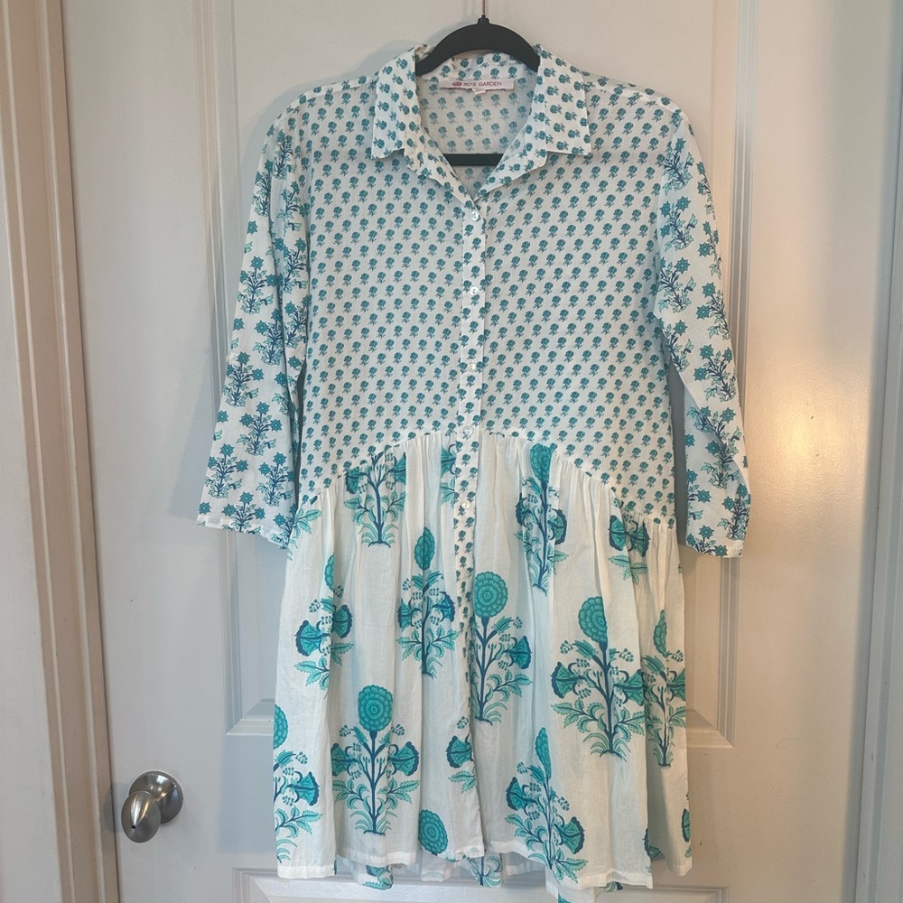 Tuckernuck Ro’s Garden Deauville Cotton Drop Waist Button Up Dress, Size XS - Picture 3 of 10